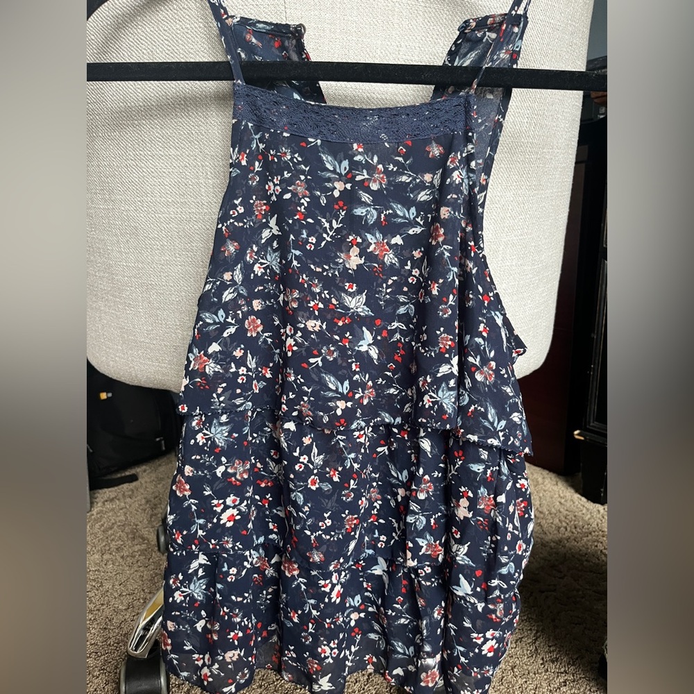 Abercrombie and Fitch High Neck Printed Ruffle Tank